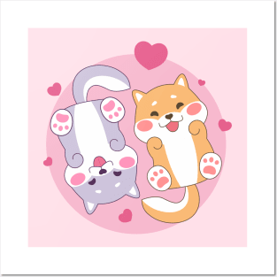 Cute Couple Shiba Inu Posters and Art